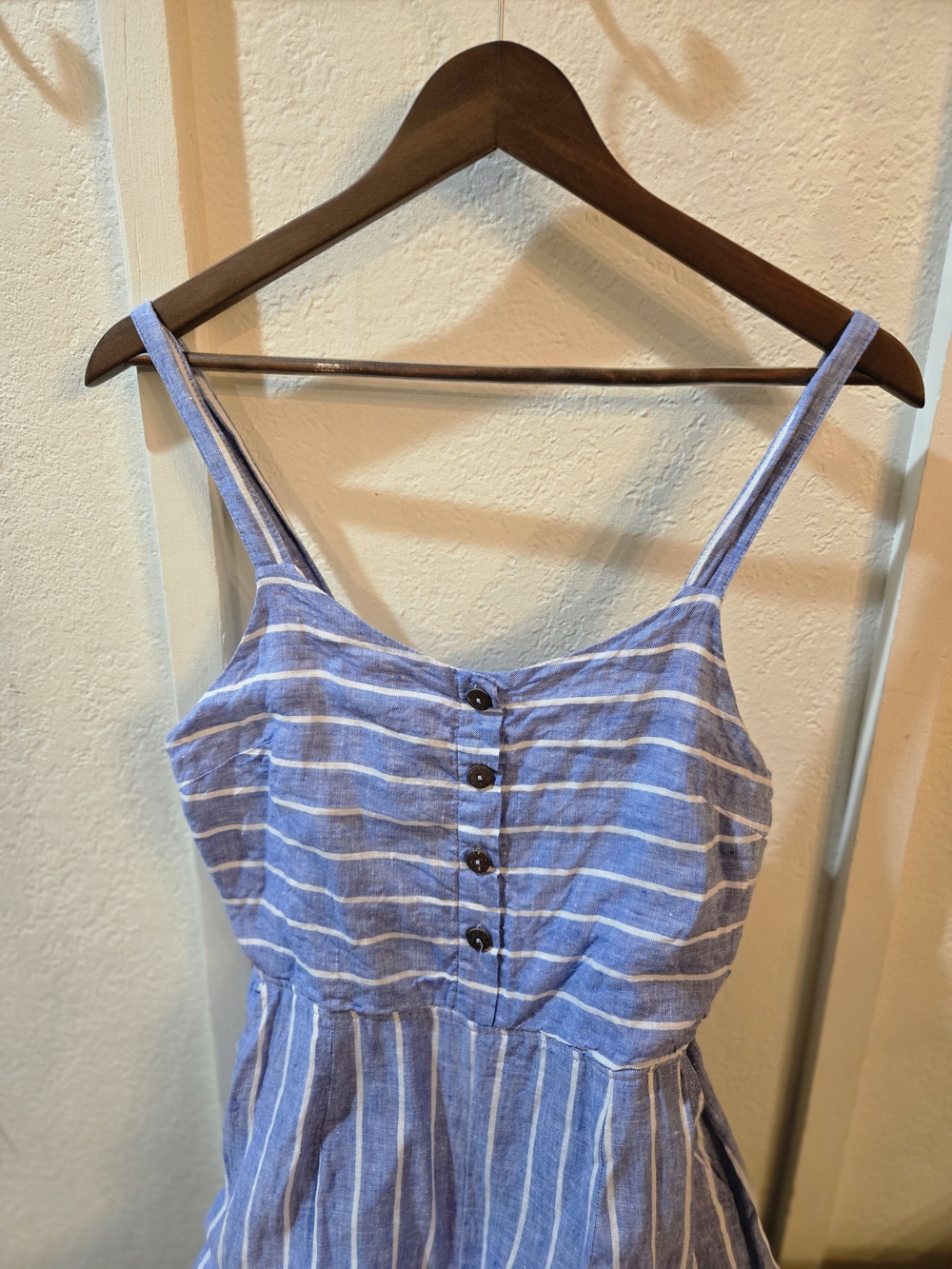 C&C California Blue and White Striped Linen Jumpsuit